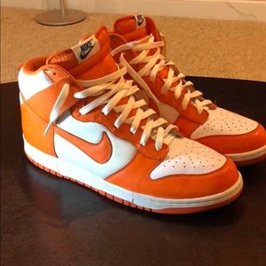 Nike Dunk Hi sz 14, White/Orange